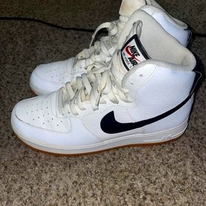 Nike high top air force ones Men's size 10.5 white/blk gum bottoms.